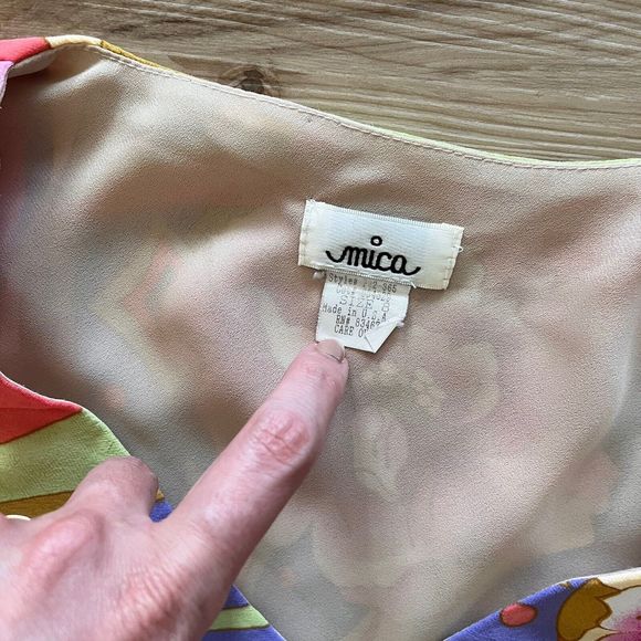 Vintage y2k MICA Psychedelic Paisley Floral Midi Sheath Slip Dress Size 8 - Picture 7 of 8